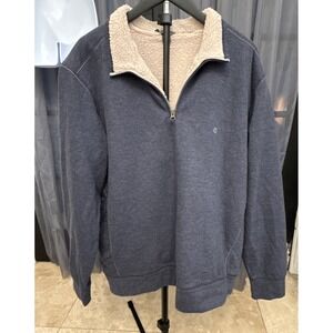 NWT Eddie Bauer Men's Sherpa Lined Fleece 1/4 Zip Pullover Midnight Heather L